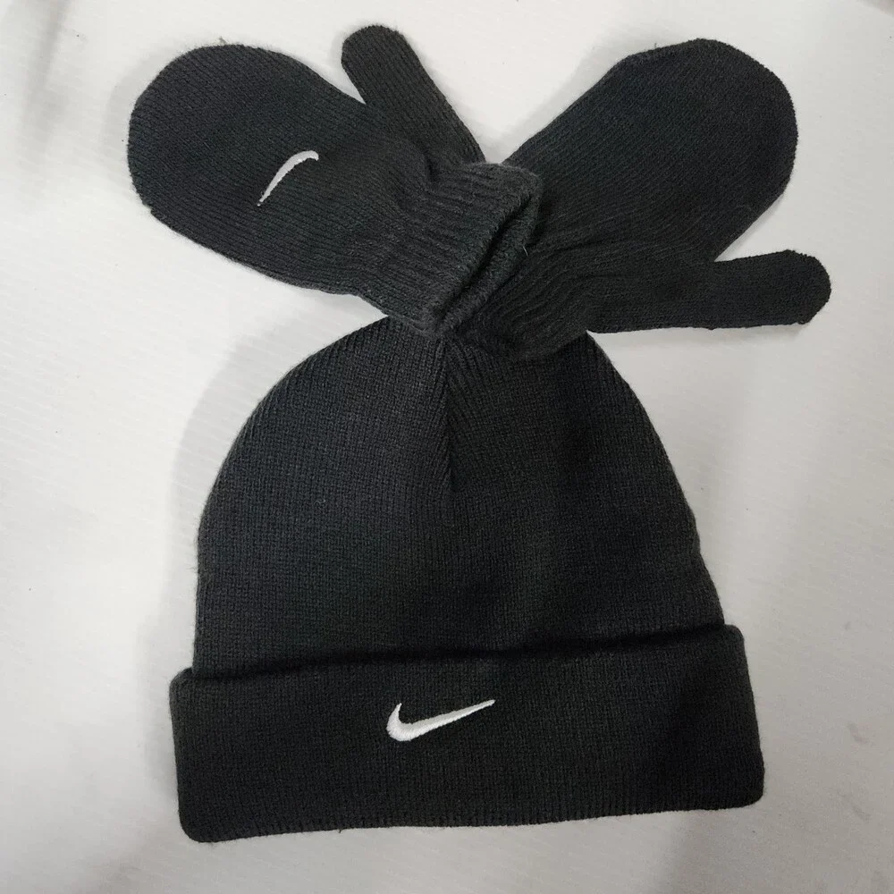 Nike Oklahoma Sooners Toddler Beanie Hat With Mittens 2/4T Black Red Acrylic 169